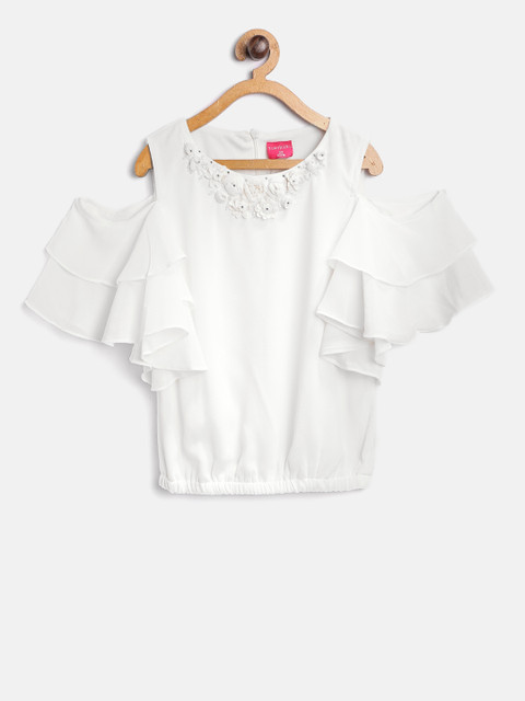 

Tiny Girl Off-White Embellished Detail Blouson Top