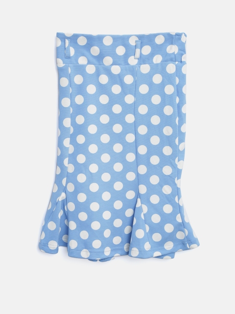 

Tiny Girl Blue Polka Dot Print Trumpet Skirt, Black