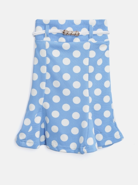 

Tiny Girl Blue Polka Dot Print Trumpet Skirt