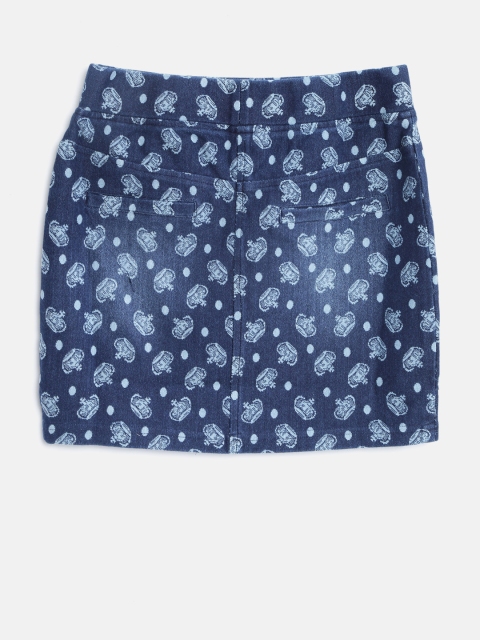 

Tiny Girl Navy Printed Chambray Pencil Skirt, Navy blue