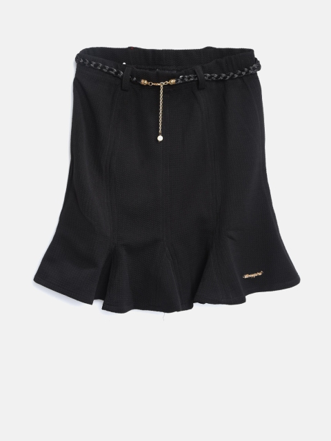 

Tiny Girl Black Self-Design Trumpet Skirt