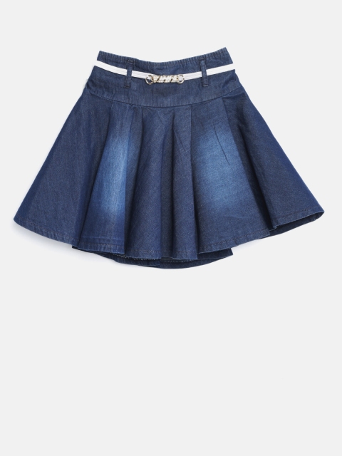 

Tiny Girl Navy Pleated Chambray Flared Skirt, Navy blue