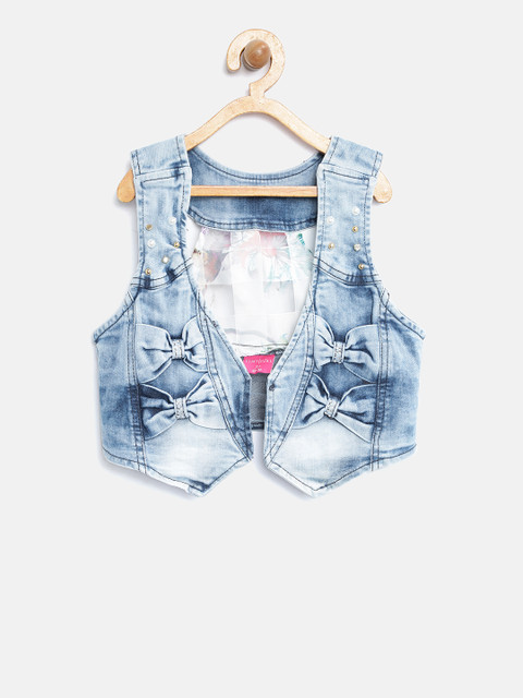 

Tiny Girl Blue Embellished Denim Pure Cotton Waistcoat