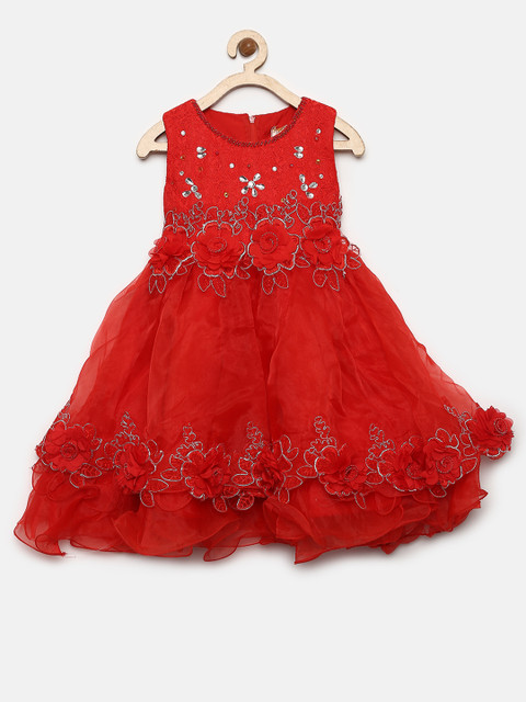 

Tiny Girl Red Solid Fit and Flare Dress