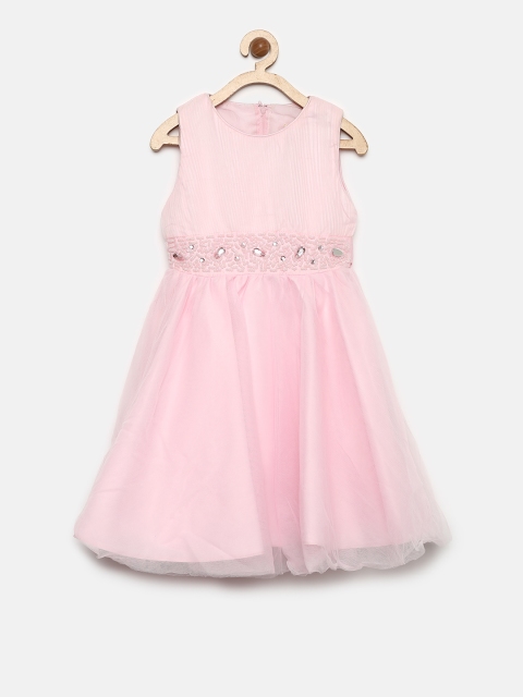 

Tiny Girl Pink Solid Fit and Flare Dress