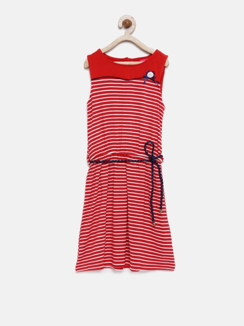 

Tiny Girl Red Striped Fit & Flare Dress