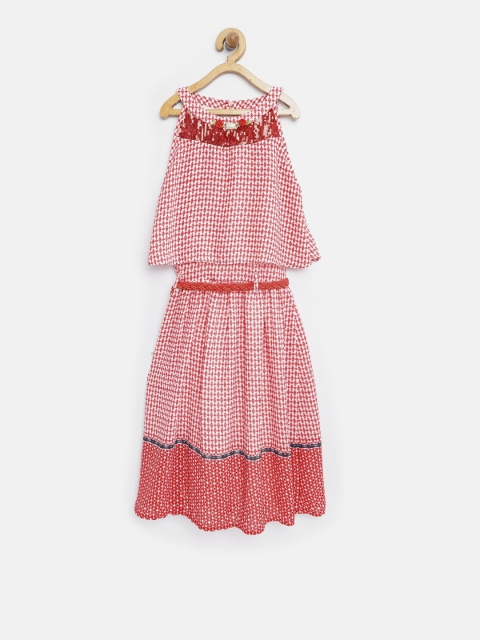 

Tiny Girl Red Printed Layered Fit & Flare Dress
