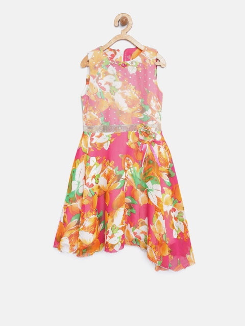 

Tiny Girl Girls Pink Printed Fit and Flare Dress