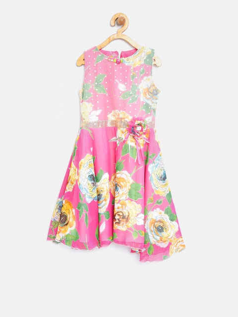 

Tiny Girl Pink Floral Print Fit & Flare Dress