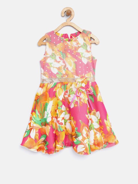 

Tiny Girl Pink Floral Print Fit & Flare Dress