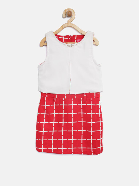 

Tiny Girl Red & Off-White Checked Layered A-Line Dress