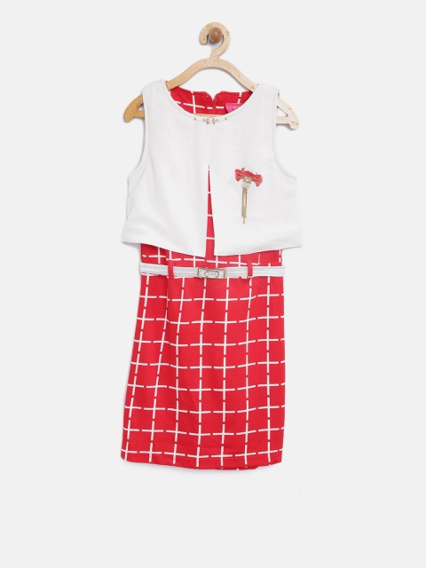 

Tiny Girl Red & Off-White Checked Layered A-Line Dress