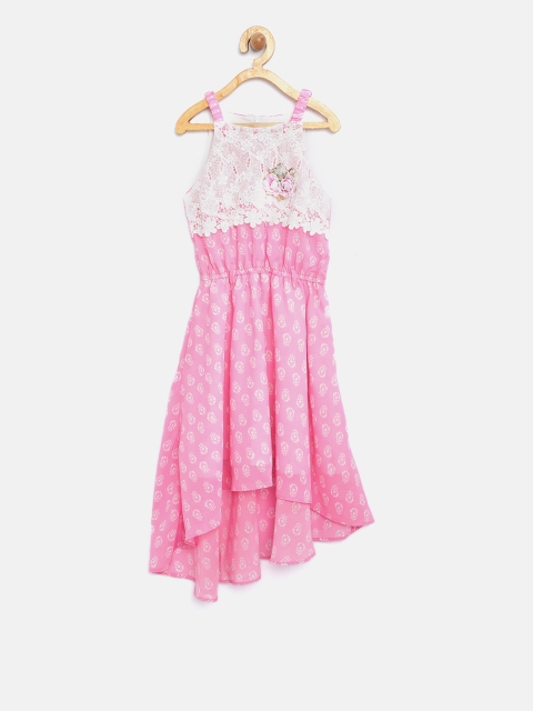 

Tiny Girl Pink Floral Print Fit & Flare Dress