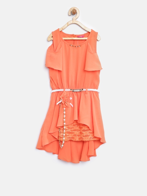 

Tiny Girl Orange Solid Fit & Flare Dress