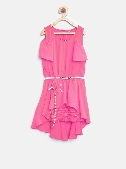 

Tiny Girl Pink Solid Fit & Flare Dress