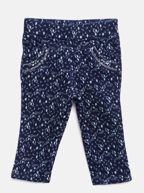 

Tiny Girl Girls Blue Printed Regular Fit Capris