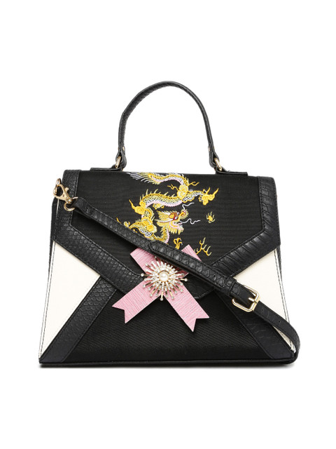

ALDO Black & Off-White HOLELA Embellished Satchel