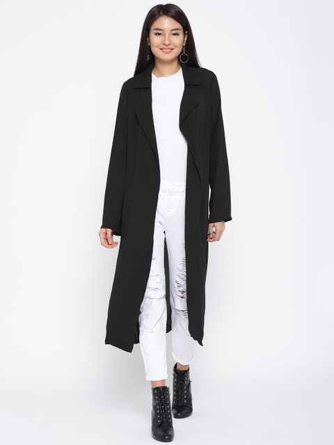 

FOREVER 21 Women Black Solid Open Front Jacket