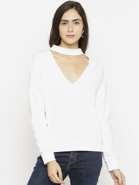 

FOREVER 21 Women White Solid Top