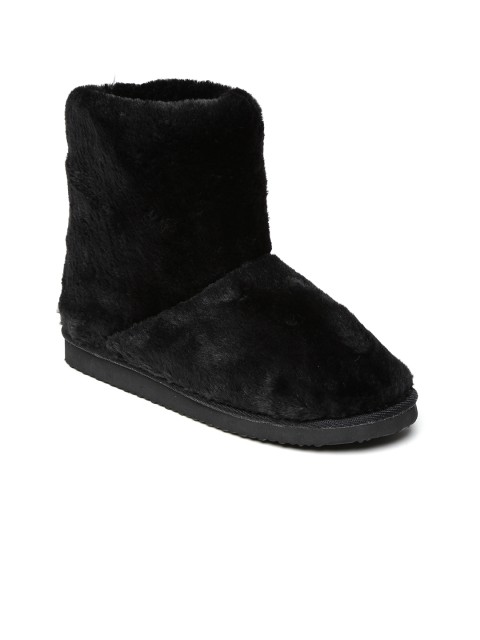 

FOREVER 21 Women Black Solid Flat Boots