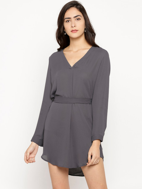 

FOREVER 21 Women Charcoal Grey Solid A-Line Dress