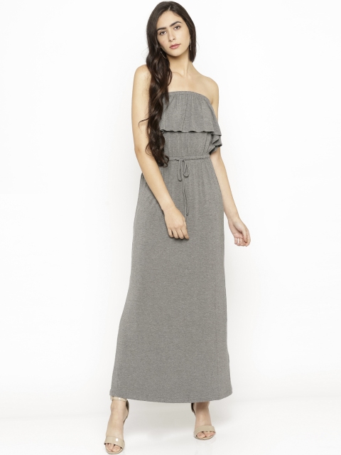 

FOREVER 21 Women Grey Solid Maxi Dress
