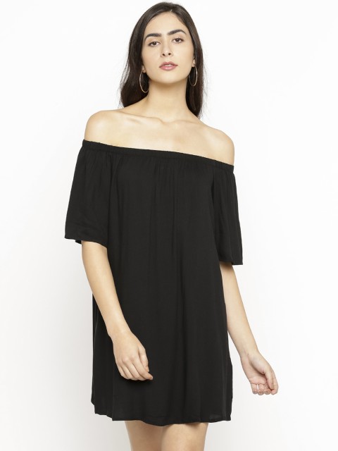 

FOREVER 21 Women Black Solid A-Line Dress