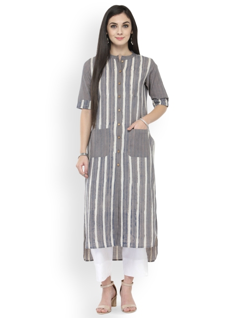 

Varanga Grey Printed Kurta