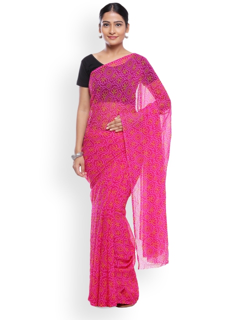

SOUNDARYA Pink Printed Pure Georgette Saree