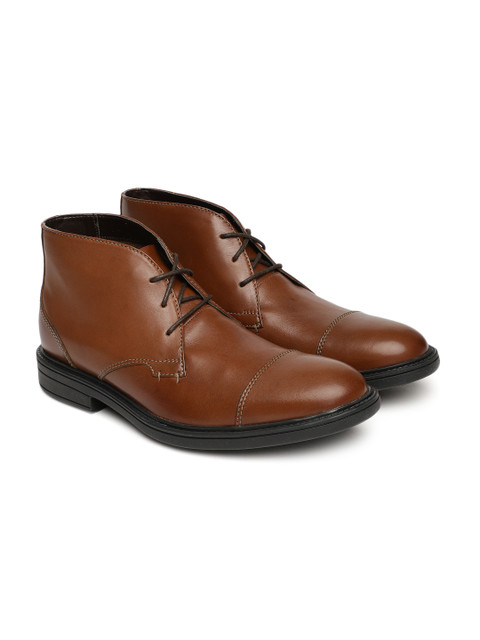 

Clarks Men Brown Formal Leather Mid-Top Derbys