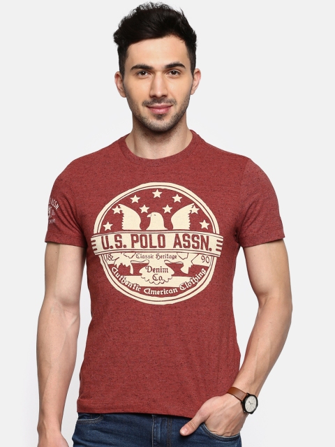 

U.S. Polo Assn. Denim Co. Men Red Printed Round Neck T-shirt