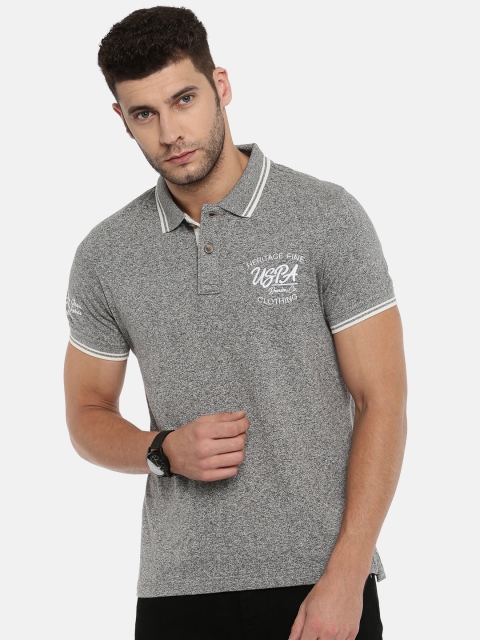 

U.S. Polo Assn. Denim Co. Men Grey Solid Polo Collar T-shirt