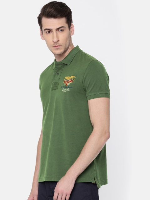 

U.S. Polo Assn. Denim Co. Men Green Solid Polo Collar T-shirt