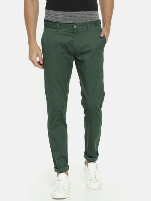 

U.S. Polo Assn. Men Olive Green Slim Fit Printed Regular Trousers