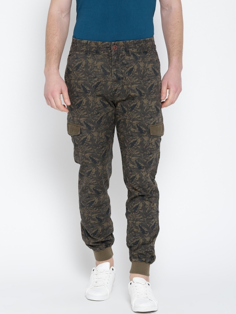 

U.S. Polo Assn. Denim Co. Men Olive Green Regular Fit Printed Joggers