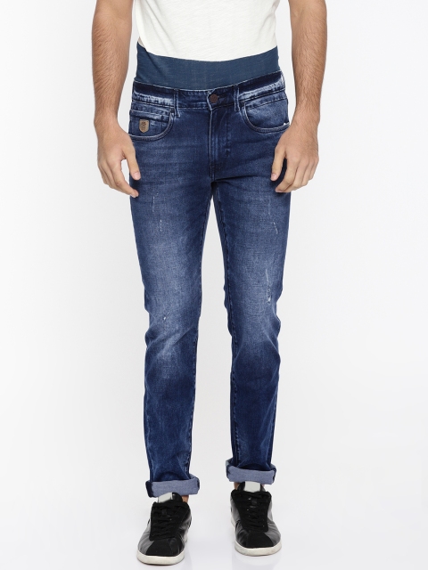 

U.S. Polo Assn. Men Blue Skinny Fit Mid-Rise Mildly Distressed Stretchable Jeans