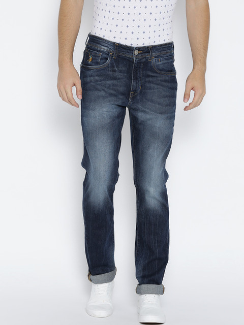 

U.S. Polo Assn. Denim Co. Men Navy Delta Slim Fit Mid-Rise Clean Look Stretchable Jeans, Navy blue