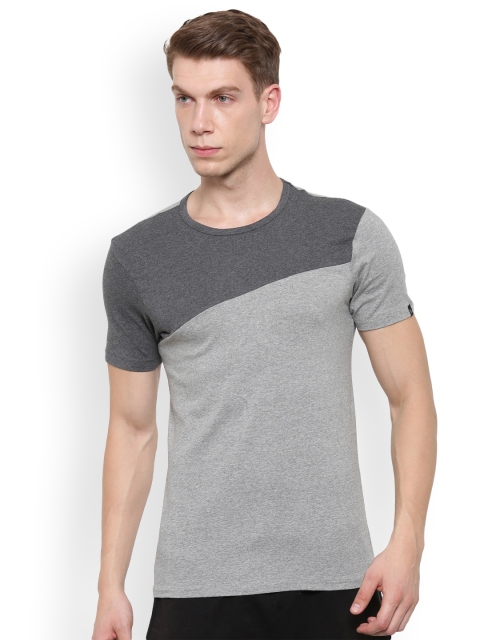 

Elle Homme Grey Melange & Charcoal Grey Colourblocked Lounge T-shirt FTEE04