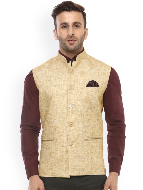

Hangup Khaki Nehru Jacket with Pocket Square