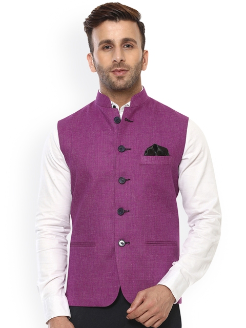 

Hangup Purple Nehru Jacket with Pocket Square