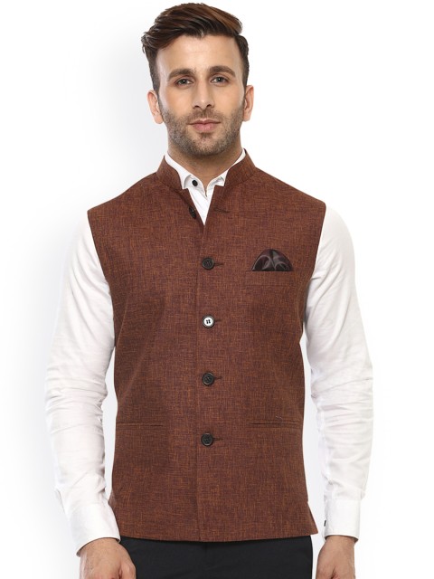 

Hangup Brown Nehru Jacket with Pocket Square