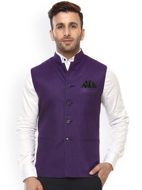 

Hangup Purple Nehru Jacket with Pocket Square