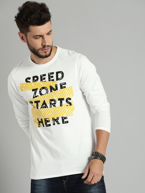 

Roadster Men White Printed Round Neck T-shirt