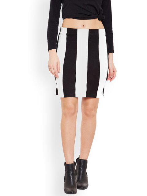 

Rider Republic Black & White Striped Pencil Skirt