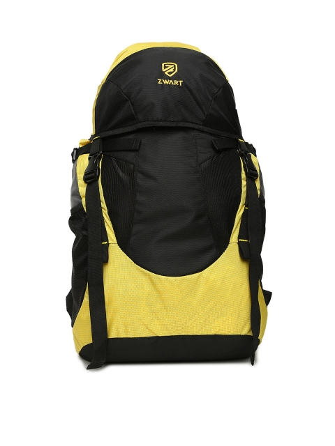 

Zwart Unisex Black & Yellow RHOMROV Colourblocked Backpack