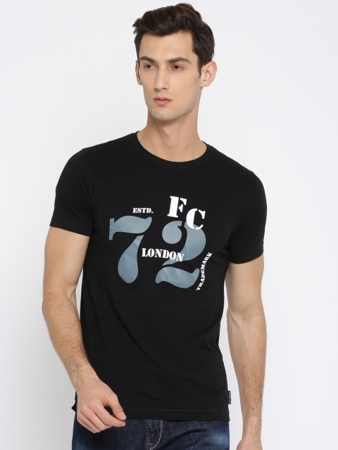 

French Connection Men Black Slim Fit Printed Round Neck T-shirt