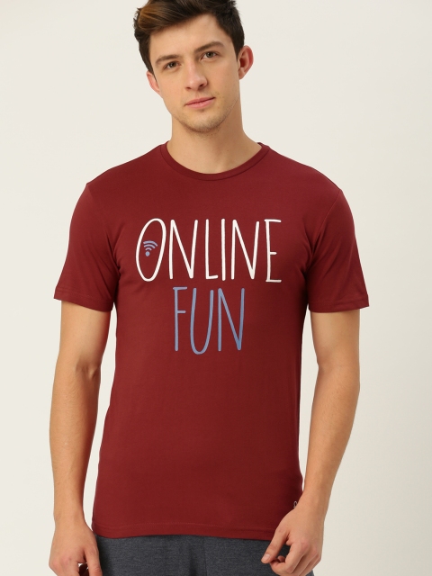 

Undercolors of Benetton Men Pack of 2 Maroon Printed Lounge T-shirt