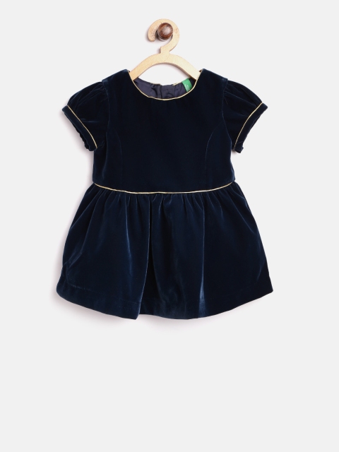 

United Colors of Benetton Girls Navy Blue Solid Fit and Flare Dress