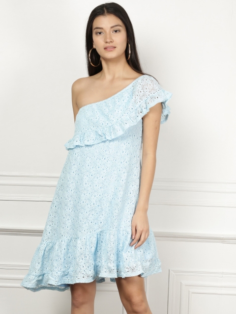 

all about you Women Blue Lace A-Line Dress