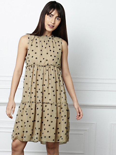 

all about you Women Beige Printed Tiered Dress